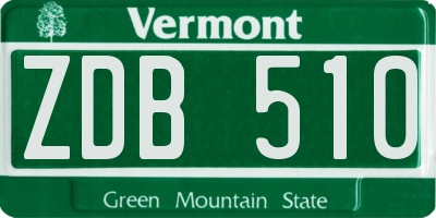 VT license plate ZDB510