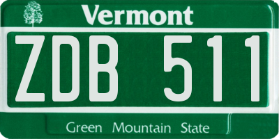 VT license plate ZDB511