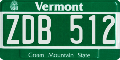 VT license plate ZDB512