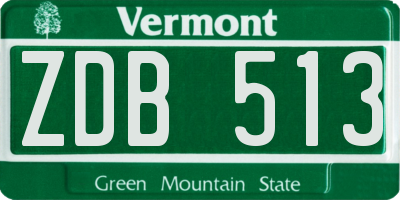 VT license plate ZDB513