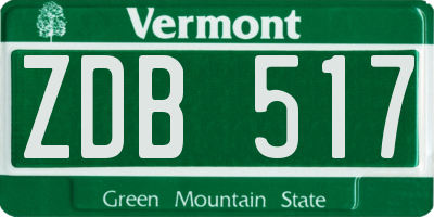 VT license plate ZDB517