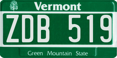 VT license plate ZDB519