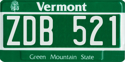 VT license plate ZDB521
