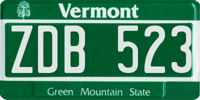 VT license plate ZDB523