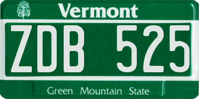 VT license plate ZDB525