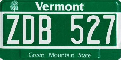 VT license plate ZDB527
