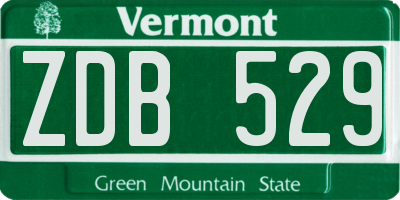 VT license plate ZDB529