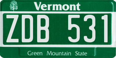 VT license plate ZDB531