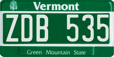 VT license plate ZDB535
