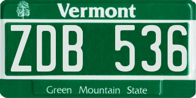 VT license plate ZDB536