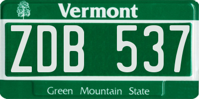 VT license plate ZDB537
