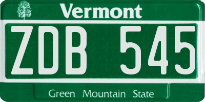 VT license plate ZDB545