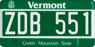 VT license plate ZDB551