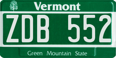 VT license plate ZDB552