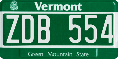VT license plate ZDB554