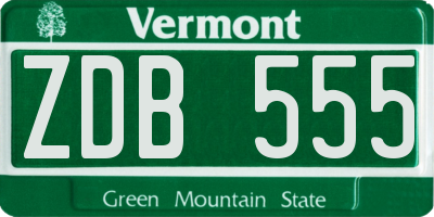 VT license plate ZDB555