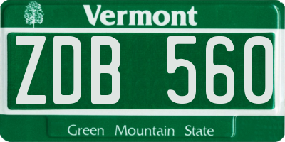 VT license plate ZDB560