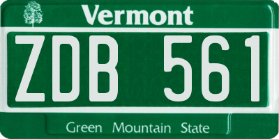 VT license plate ZDB561