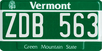VT license plate ZDB563
