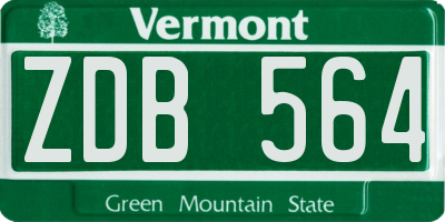 VT license plate ZDB564