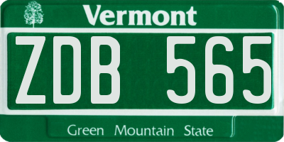 VT license plate ZDB565