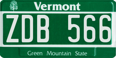 VT license plate ZDB566