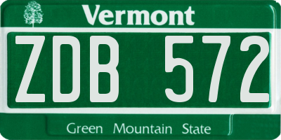 VT license plate ZDB572