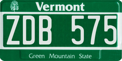 VT license plate ZDB575