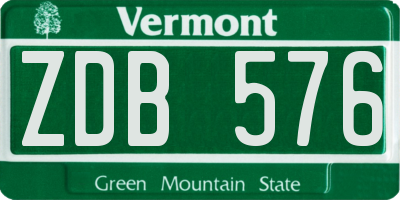 VT license plate ZDB576