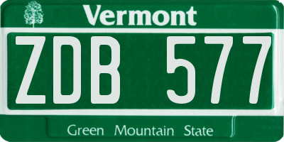 VT license plate ZDB577
