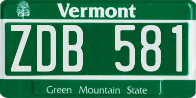 VT license plate ZDB581