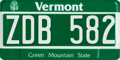 VT license plate ZDB582