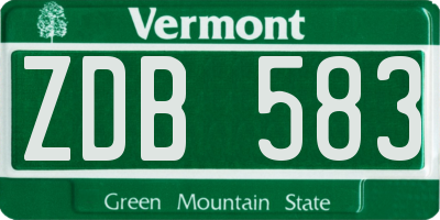 VT license plate ZDB583