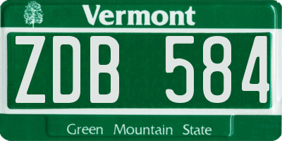 VT license plate ZDB584