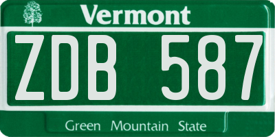 VT license plate ZDB587