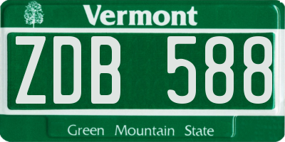 VT license plate ZDB588