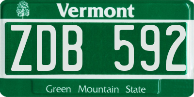 VT license plate ZDB592