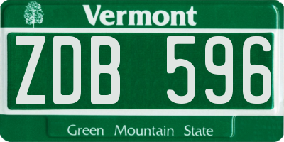 VT license plate ZDB596