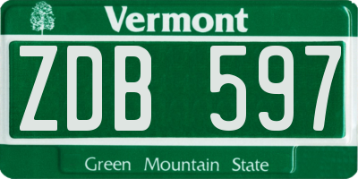 VT license plate ZDB597