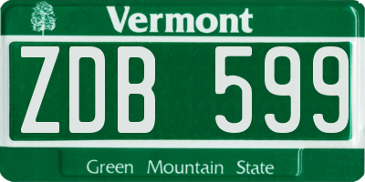 VT license plate ZDB599