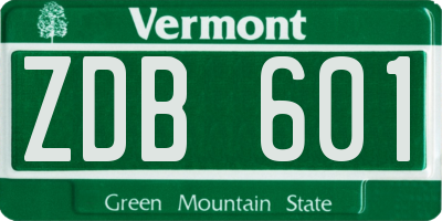 VT license plate ZDB601