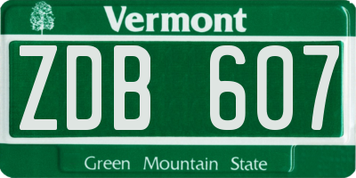 VT license plate ZDB607