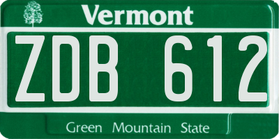 VT license plate ZDB612
