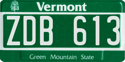 VT license plate ZDB613