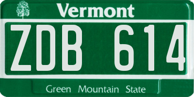 VT license plate ZDB614