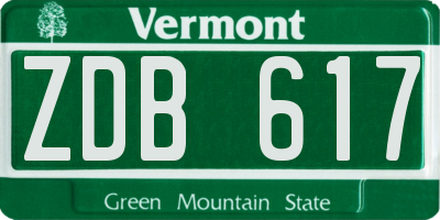 VT license plate ZDB617