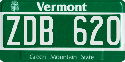 VT license plate ZDB620