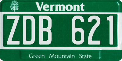 VT license plate ZDB621