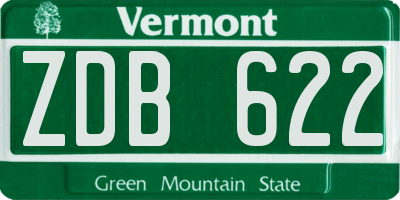 VT license plate ZDB622
