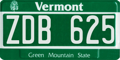 VT license plate ZDB625